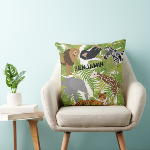 Coussin Animaux mignons personnalisés Safari Boy   Fille
