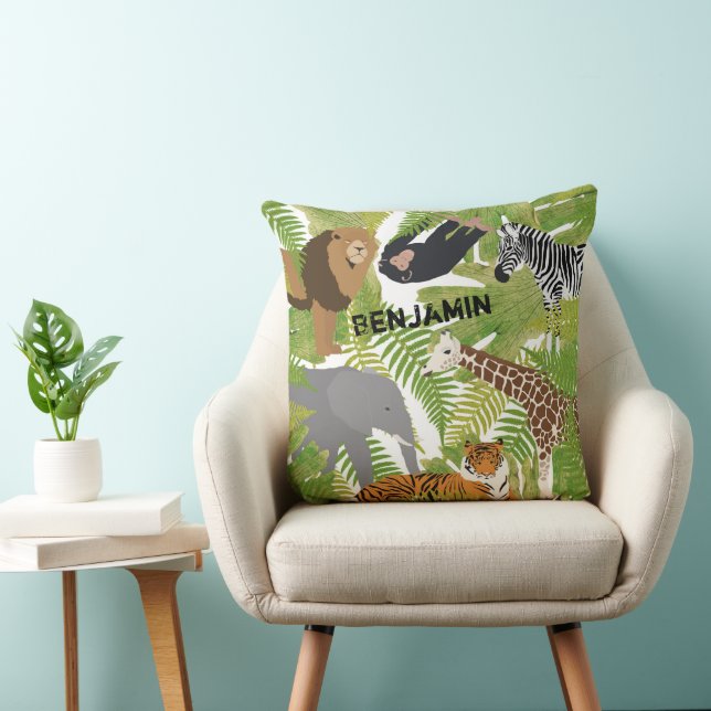 Coussin Animaux mignons personnalisés Safari Boy | Fille (Chaise)