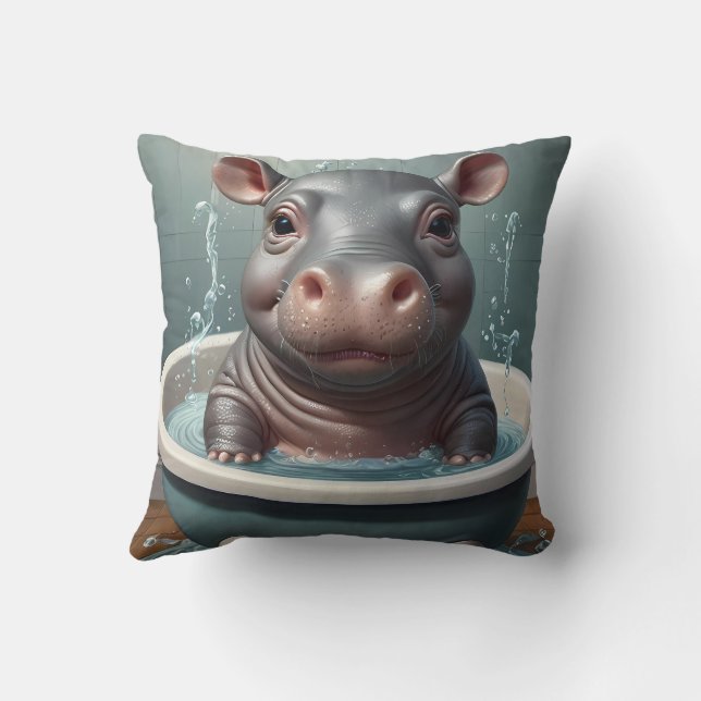 Coussin Animaux prenant un bain amusant (Verso)