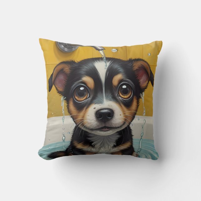 Coussin Animaux prenant un bain drôle (Recto)