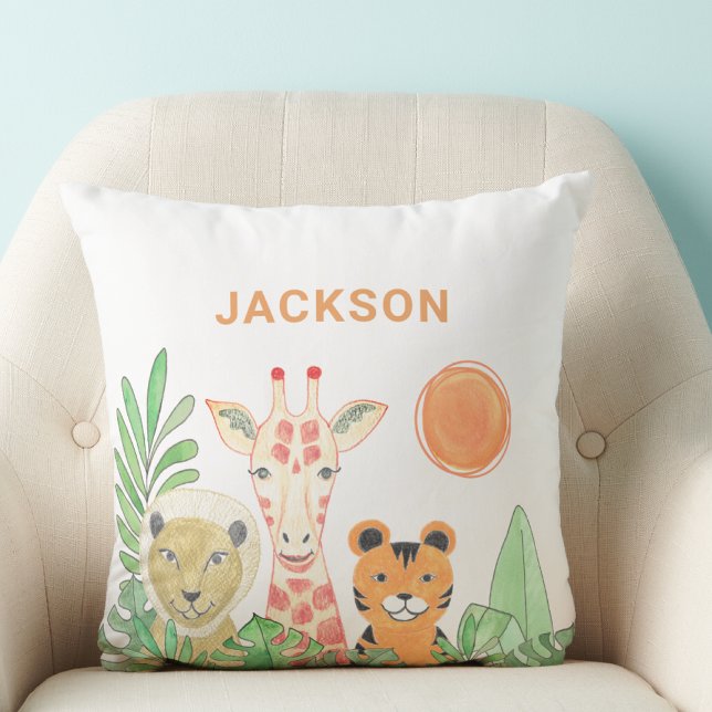 Coussin Animaux Safari personnalisés pour enfants (Créateur téléchargé)