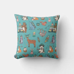 Coussin Animaux tribaux : motif forestier.