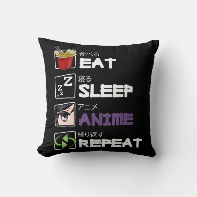 Coussin Anime de sommeil de manger Répéter Kawaii Otaku Ma (Recto)