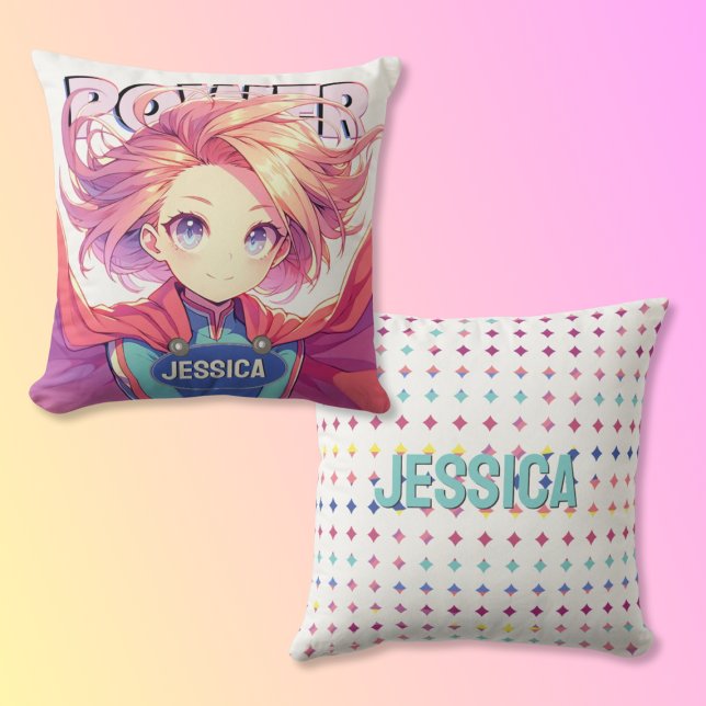 Coussin Anime Girl Power (Créateur téléchargé)