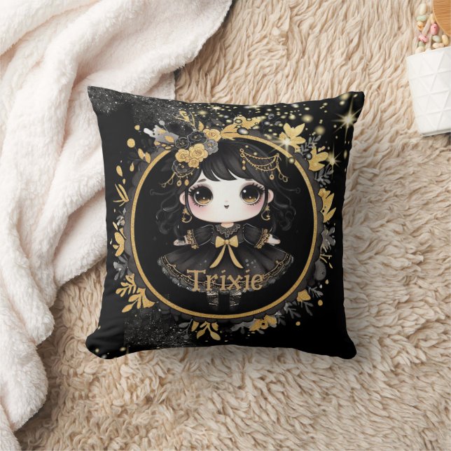 Coussin Anime Girls Goth mignonne Décor personnalisé Cadea (Couverture)