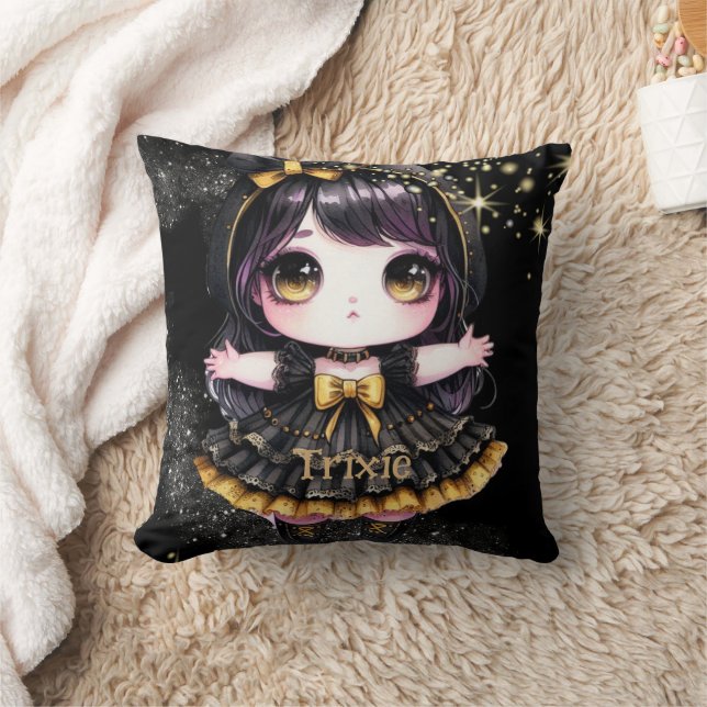 Coussin Anime Girls Goth mignonne Décor personnalisé Cadea (Couverture)