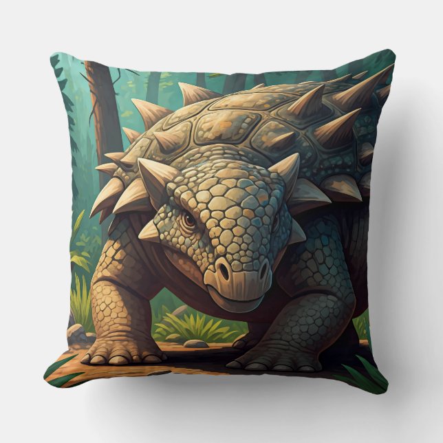 Coussin Ankylosaurus dans la jungle (Recto)