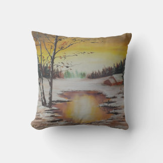 Coussin Ann Hayes Peinture Scène d'hiver