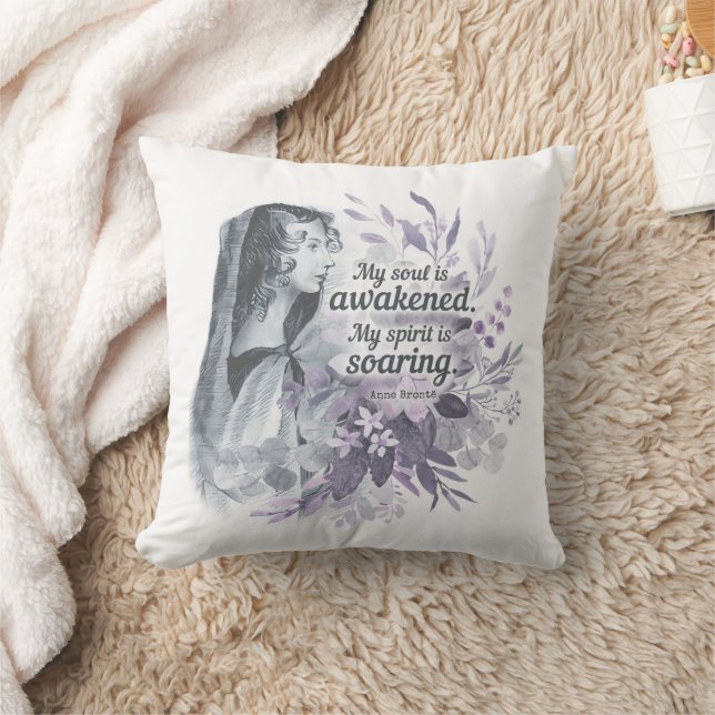 Coussin Anne Bronte Citation Mon Âme Est Éveillé Floral Th (Couverture)
