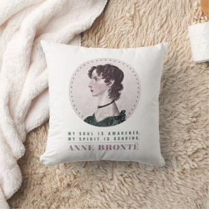 Coussin Anne Bronte Portrait et Citation Mon âme est éveil
