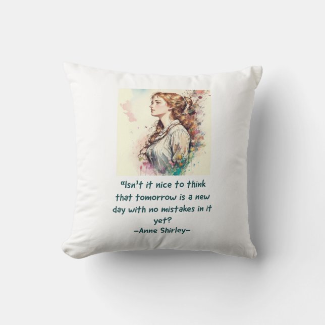Coussin Anne de Green Gables en aquarelle (Recto)
