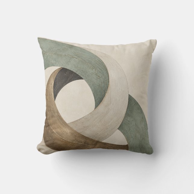 Coussin Anneaux abstraits entrelacés Sage Ivory (Recto)