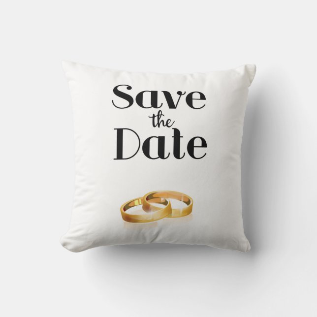Coussin Anneaux de mariage Enregistrez la date (Recto)