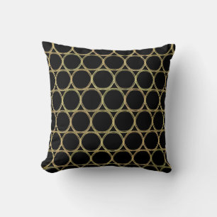 Coussin Anneaux dorés sur noir chic moderne
