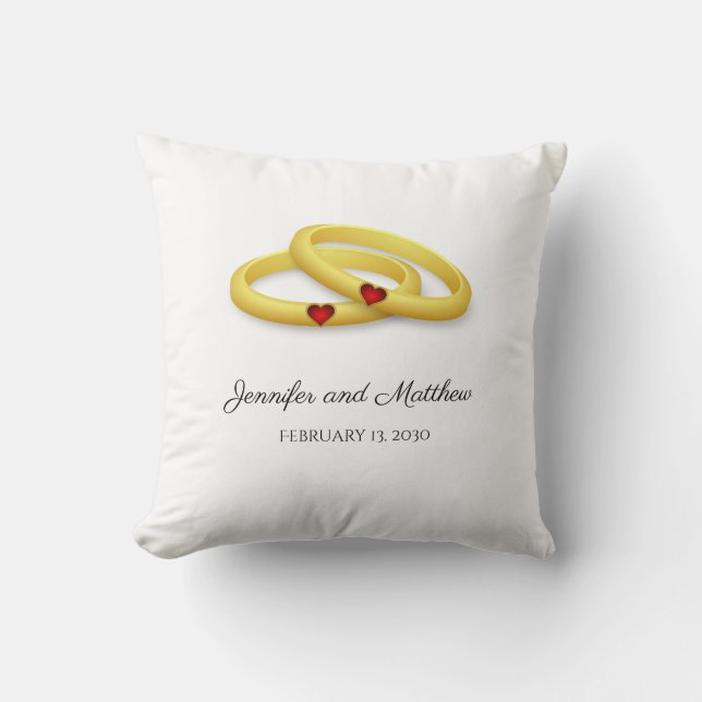 Coussin Anneaux et cœurs Saint-Valentin Mariage (Recto)