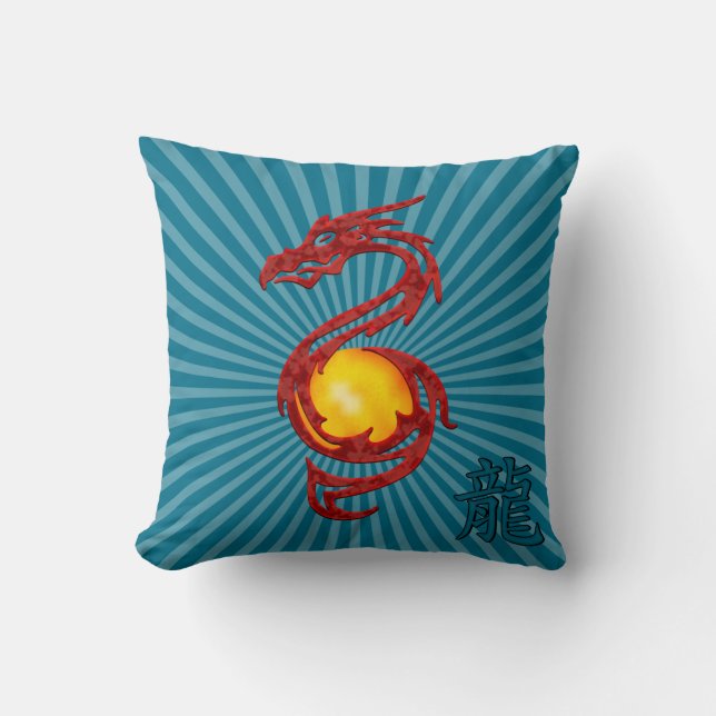 Coussin Année Chinoise du Dragon Rouge Métallisé (Recto)