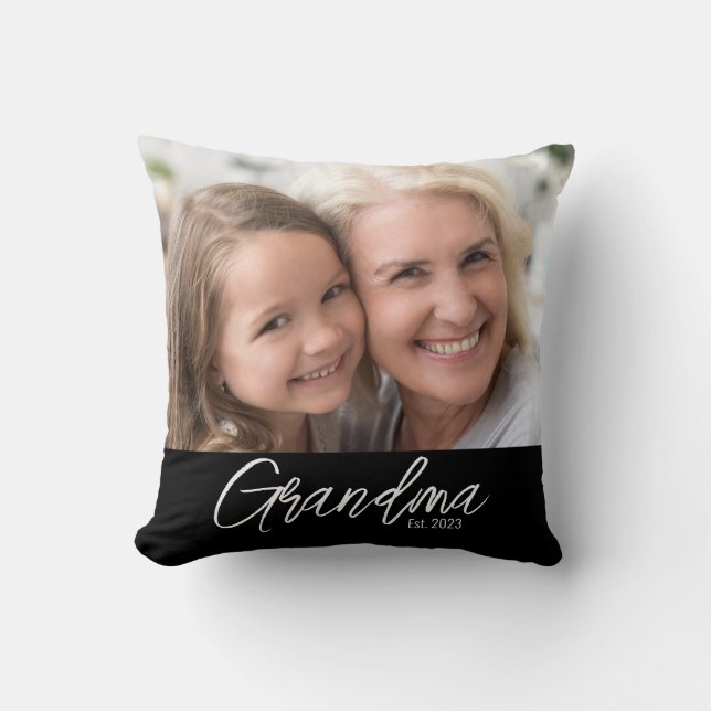 Coussin Année de création de grand-mère personnalisée Phot (Recto)