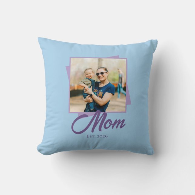 Coussin Année d'établissement de maman avec photo (Recto)