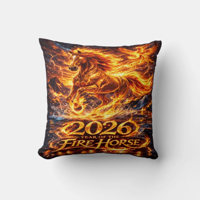 Coussin Année du Cheval de Feu 2026 (Recto)