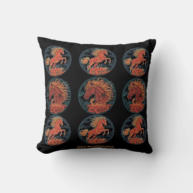 Coussin Année du Cheval de Feu noir (Recto)