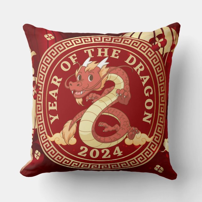 Coussin Année du Dragon 2024 | SIGNE Zodiaque chinois (Recto)