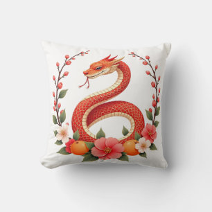 Coussin Année du serpent chinois mignon rire 