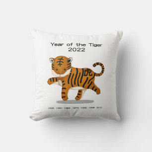 Coussin Année du Tigre 2022 Chinois Mignon du Zodiaque