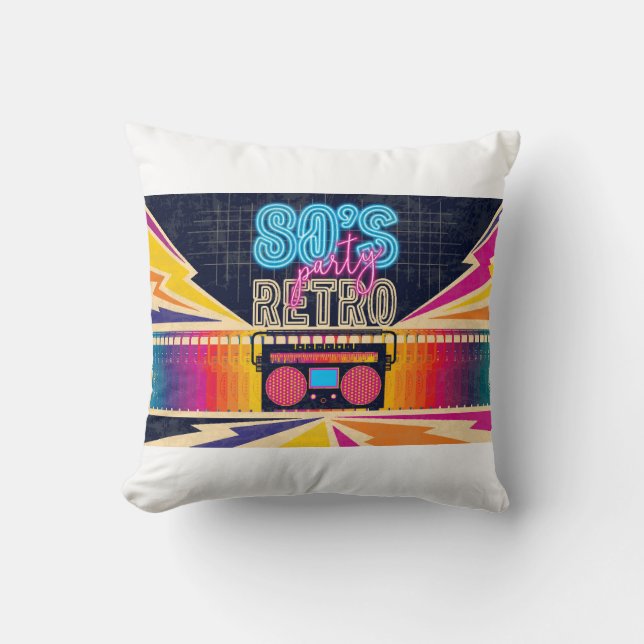 Coussin années 80, soirée musicale rétro. Affiche de style (Recto)