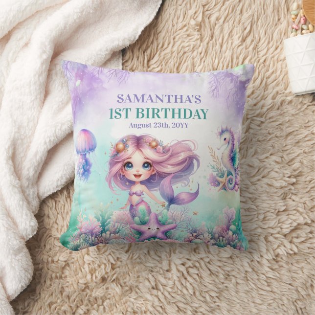 Coussin Anniversaire 1 an de sirène Sous l'océan violet (Couverture)