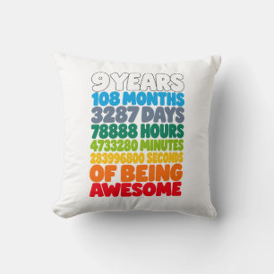 Coussin Anniversaire 9 Ans 108 Mois Secondes Incroyable Ar