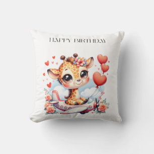 Coussin Anniversaire Avion Girafe