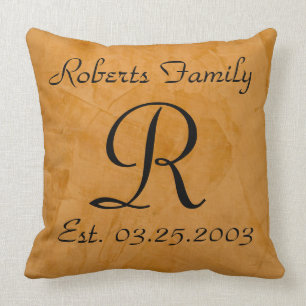 Coussin Anniversaire bronzé de monogramme de cuir de Faux