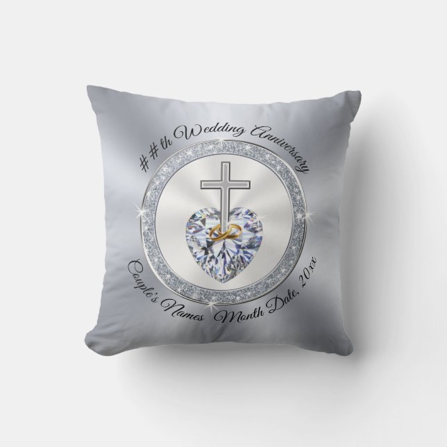 Coussin Anniversaire chrétien du diamant Cadeaux pour n'im (Recto)