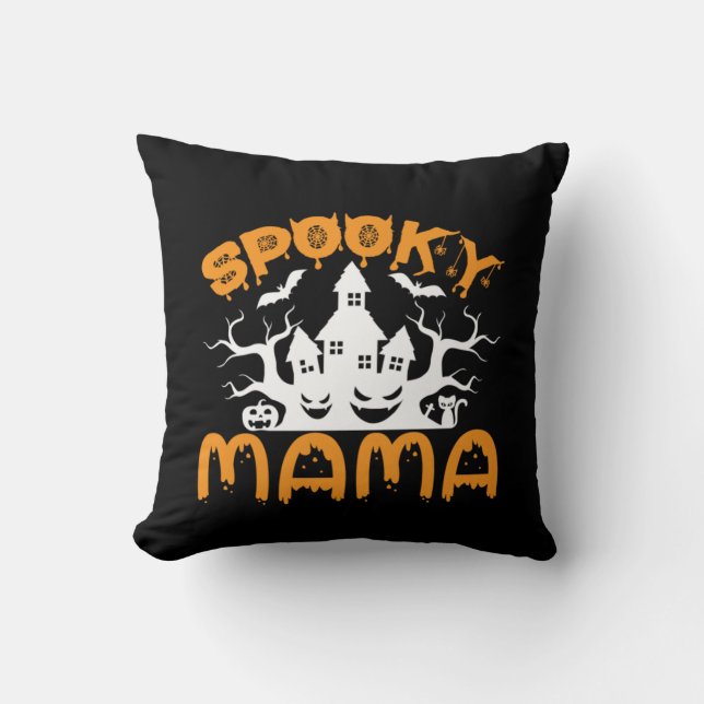 Coussin Anniversaire de Halloween Éffrayant Mama (Recto)