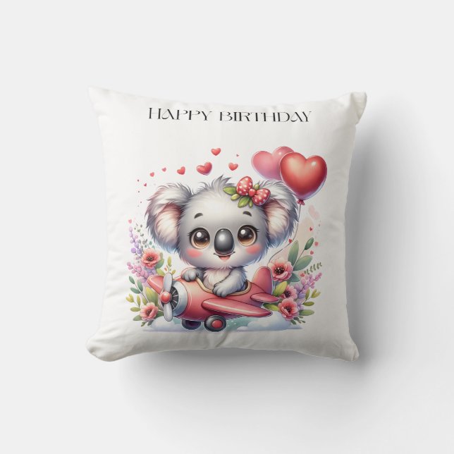 Coussin Anniversaire de Koala Volant (Recto)