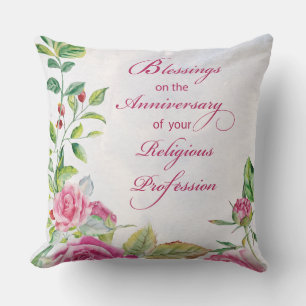 Coussin Anniversaire de la profession religieuse Roses ros