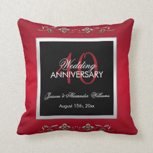 Coussin Anniversaire de mariage rouge élégant de pierres