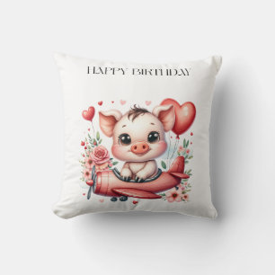 Coussin Anniversaire de Pilote Cochon