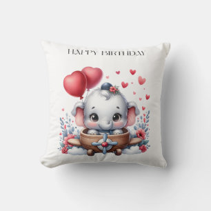 Coussin Anniversaire d'éléphant volant