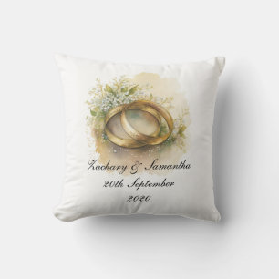 Coussin Anniversaire des anneaux de Mariage de noms person