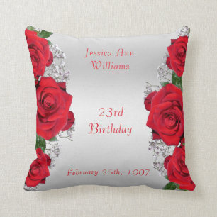 Coussin Anniversaire des Roses Rouges Romantiques
