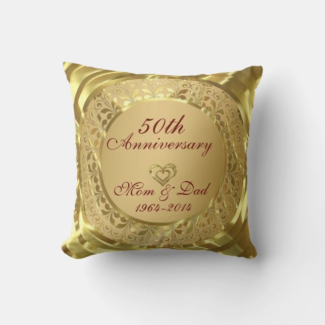 Coussin Anniversaire du 50e Mariage de l'or mousseux (Recto)