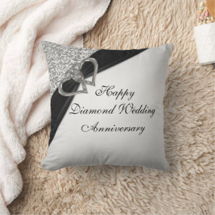 Coussin Anniversaire du Mariage de diamant Jeu d'oreiller