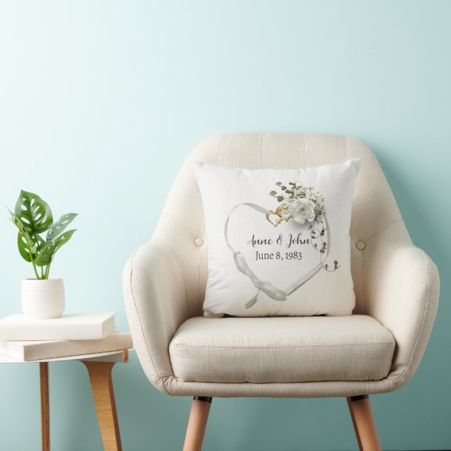 Coussin Anniversaire du mariage Ruban cardiaque (Chaise)