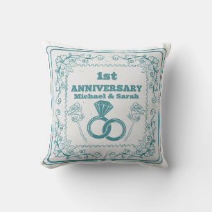 Coussin Anniversaire Floral mariage année personnalisable