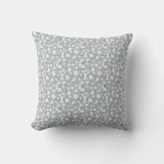 Coussin Anniversaire Floral rose, blanc et vert (Recto)