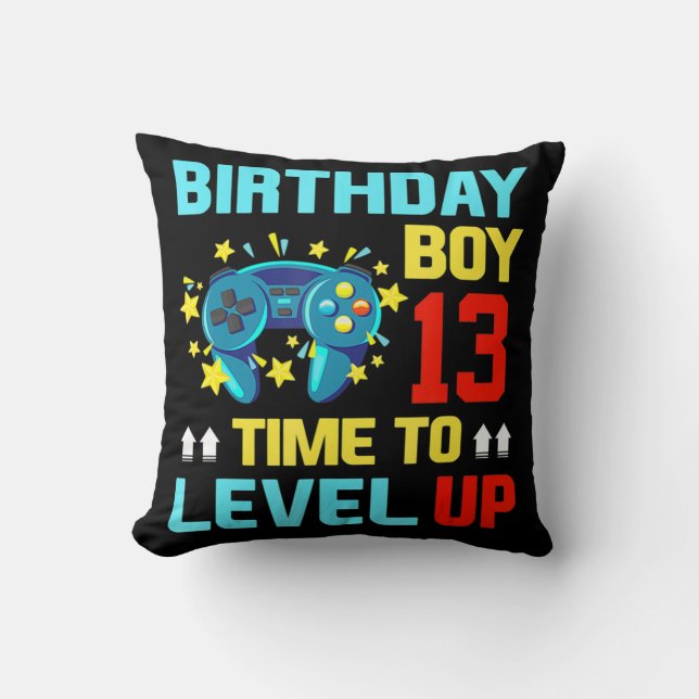 Coussin Anniversaire Garçon 13 13 Ans Jeux Vidéos Cadeaux  (Recto)