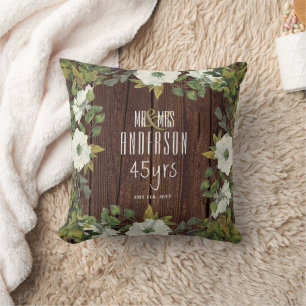 Coussin Anniversaire Mariage RUSTIQUE N'IMPORTE QUELLE Fle