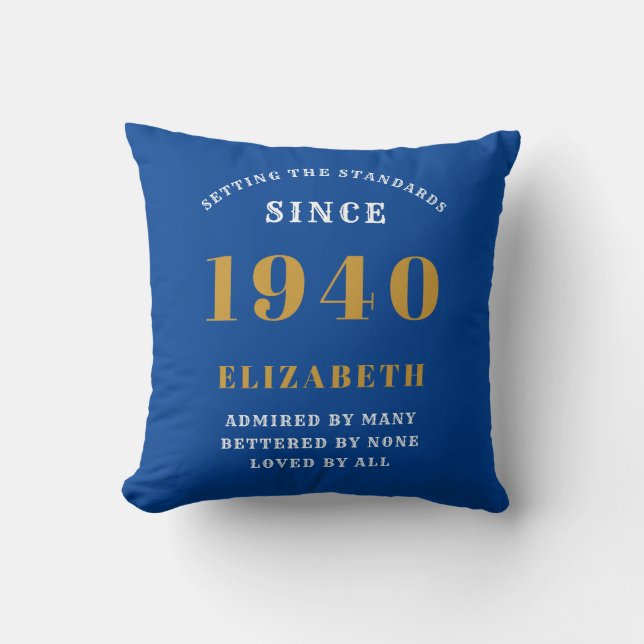 Coussin Anniversaire personnalisé 1940 Ajouter votre nom B (Recto)