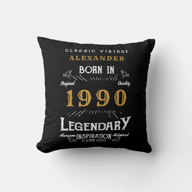 Coussin Anniversaire personnalisé 1990 Ajouter Votre Nom L (Recto)